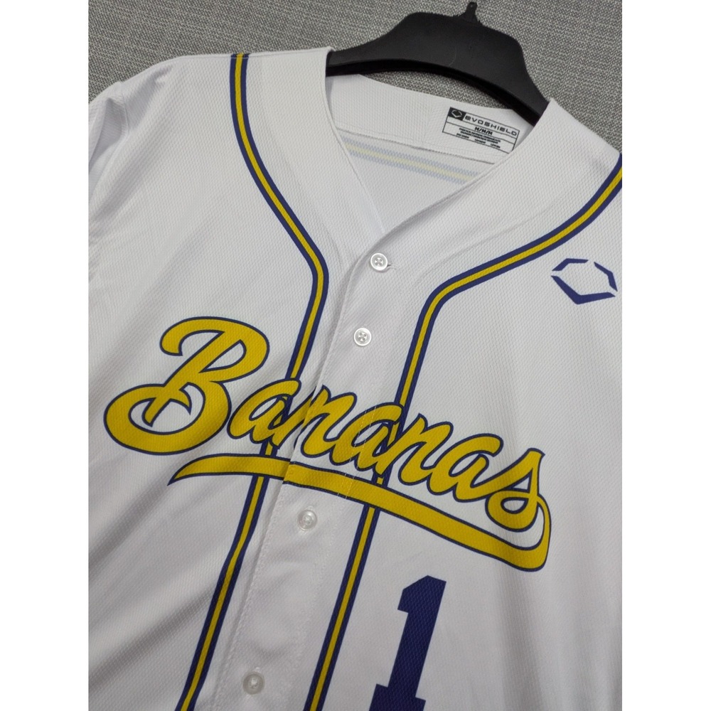 Savannah Sand Gnats Jersey Mens Medium White MILB Baseball EvoShield Bananas #1